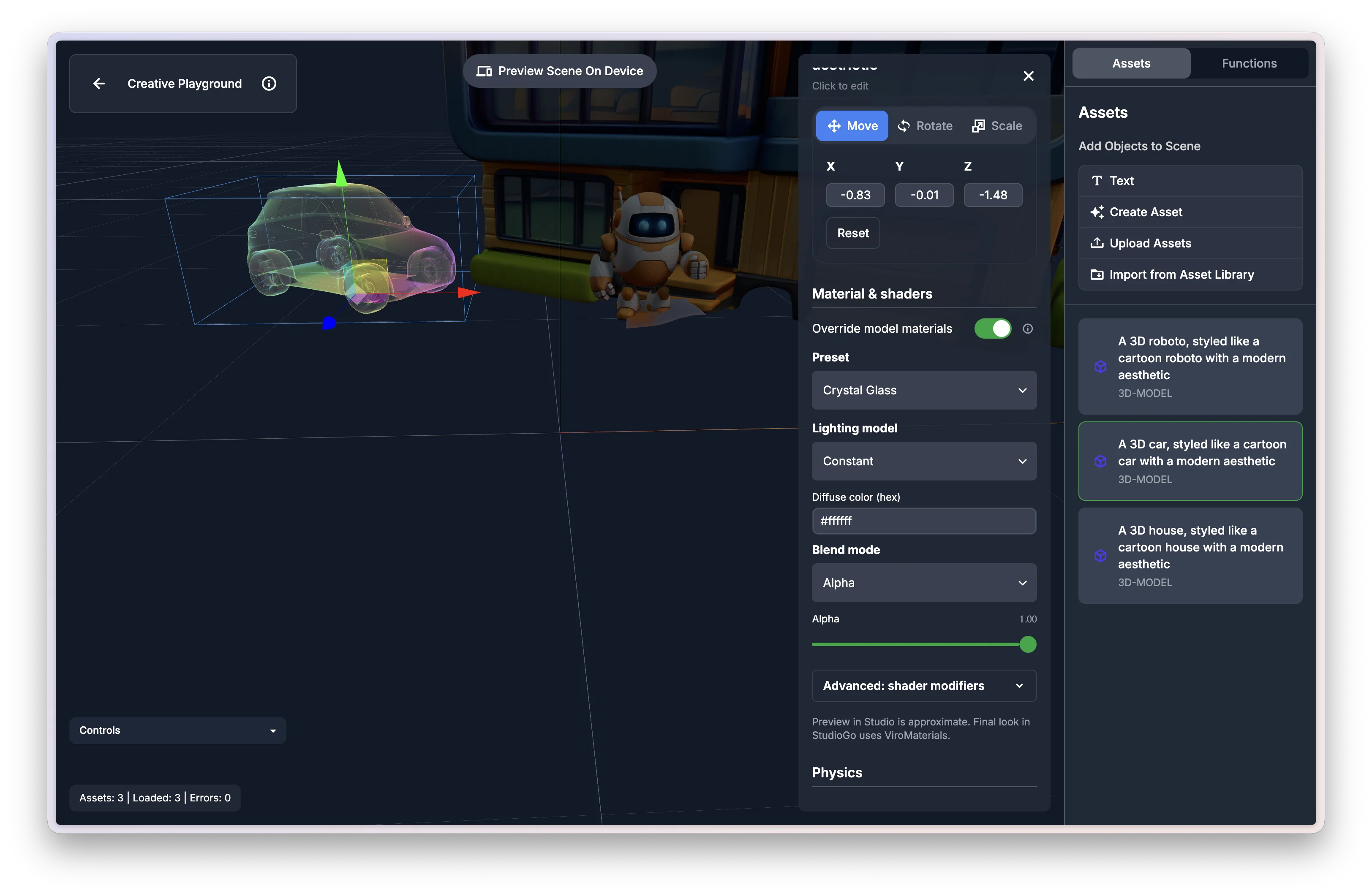 ReactVision Studio, the browser-based visual editor for AR and VR scenes