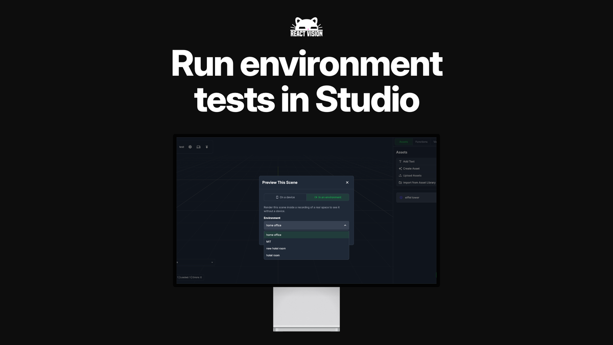 Environment Tests in Studio thumbnail showing New render for real-room review