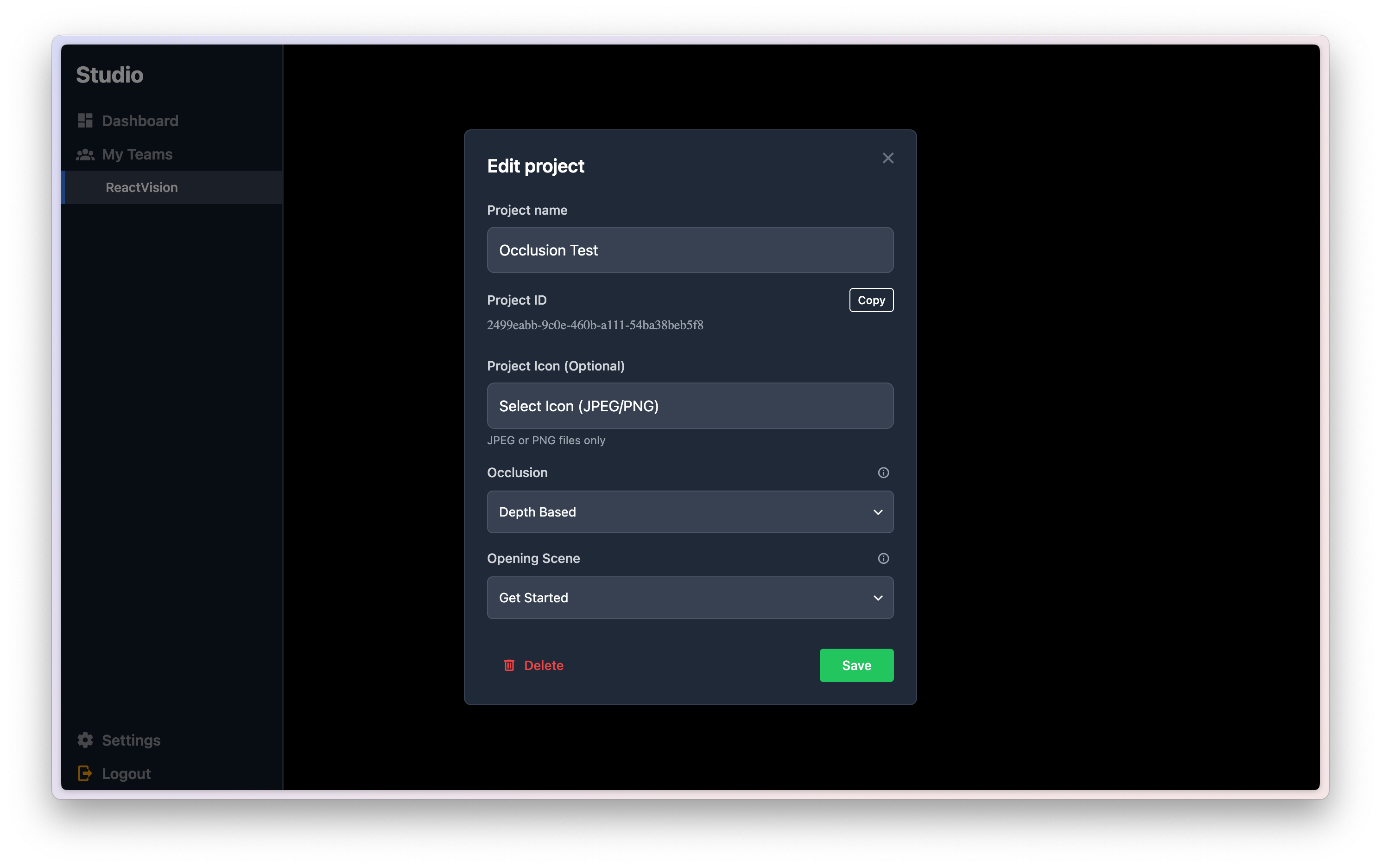 Once your project is setup, you can specify an opening-scene