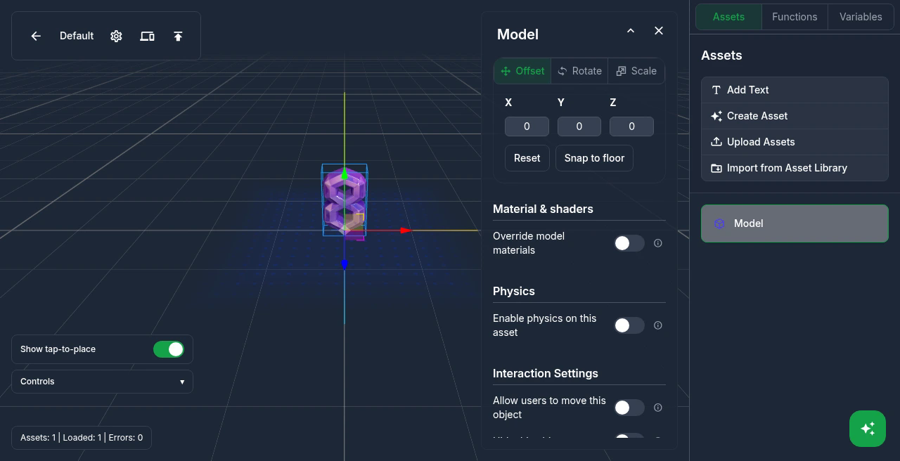 Studio inspector showing the converted model selected