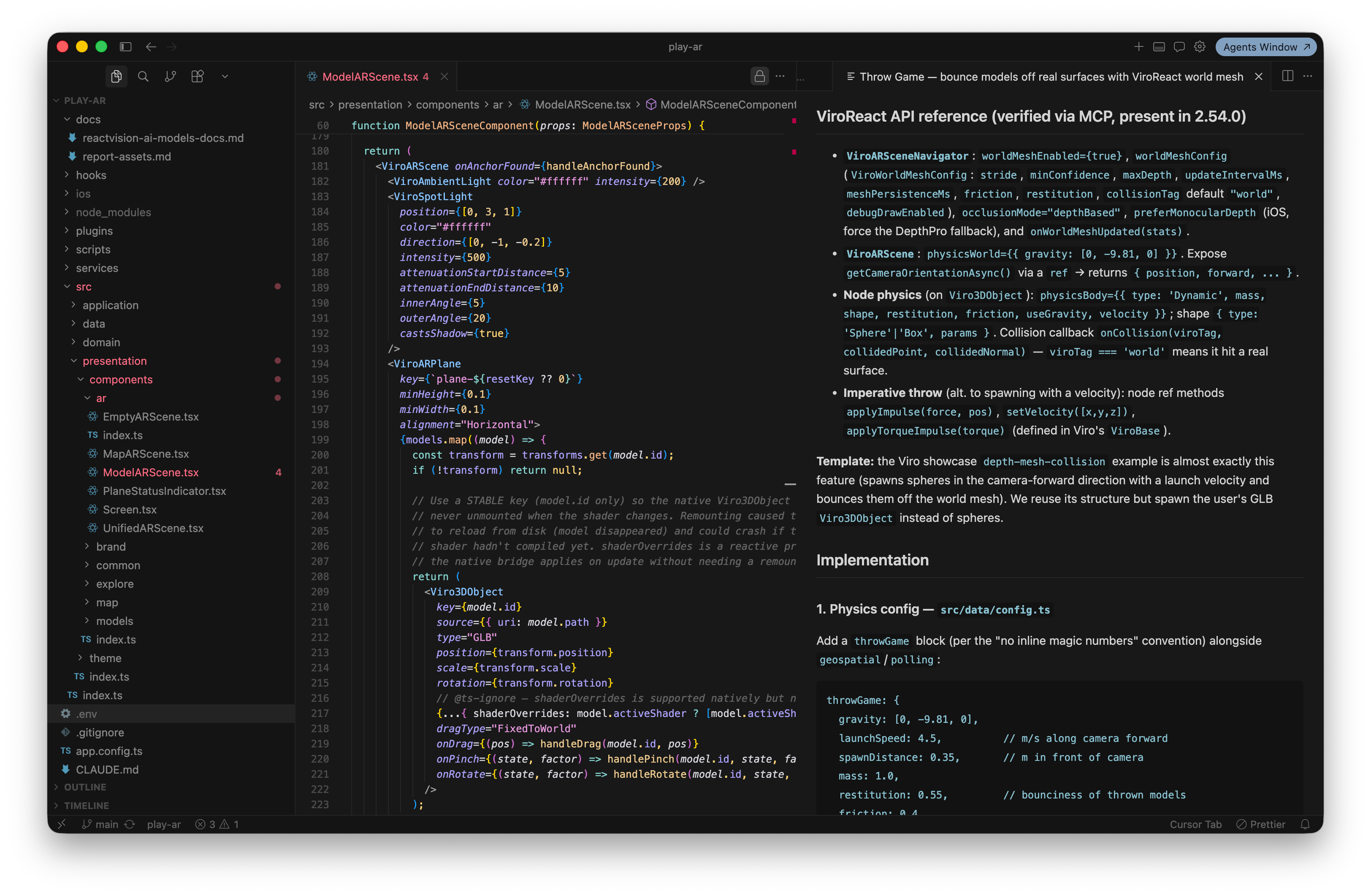 A screenshot of Cursor running the Claude Code extension, showing the results of a query that used the ViroReact MCP