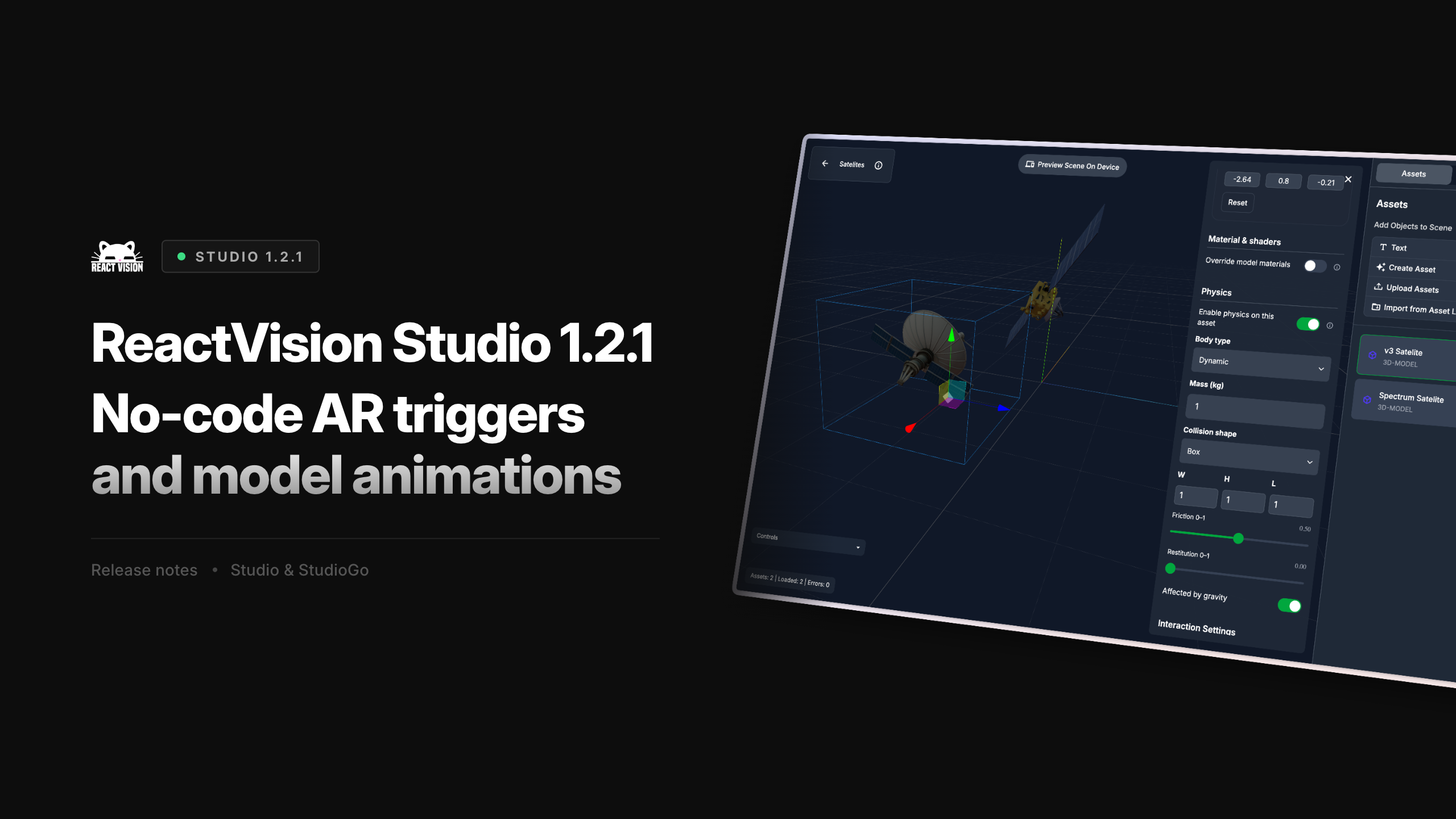 ReactVision Studio 1.2.1: No-Code AR Triggers and Model Animations