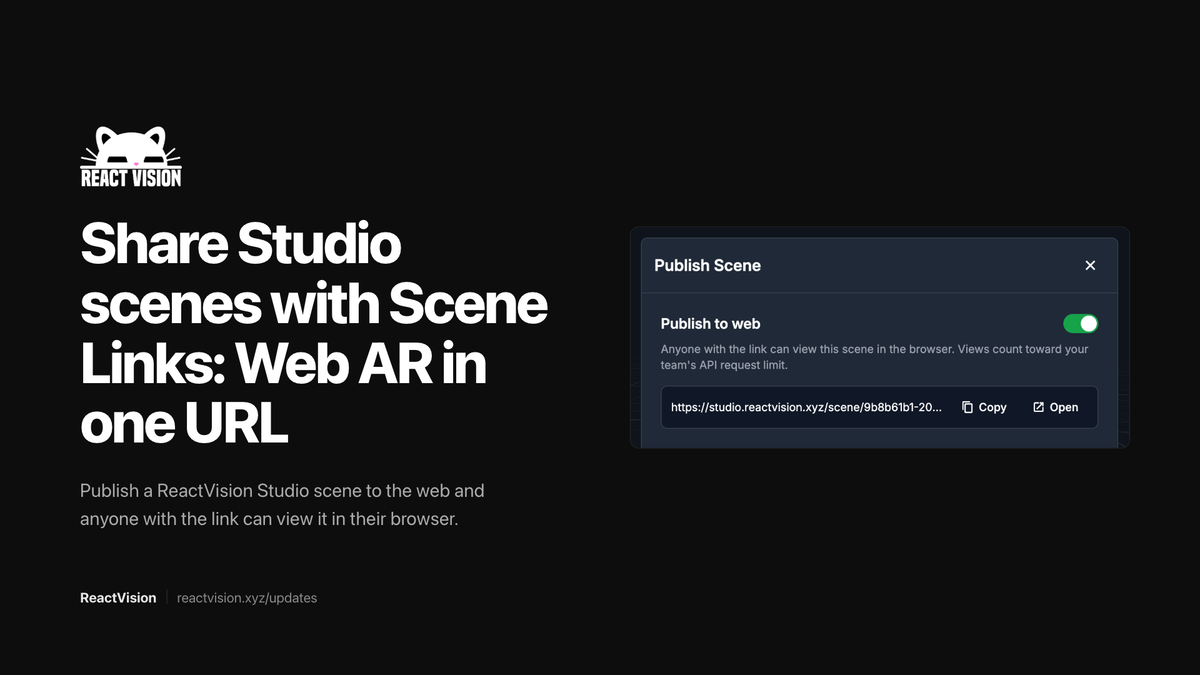 Share Studio scenes with Scene Links: Web AR in one URL, with the Studio Publish Scene dialog