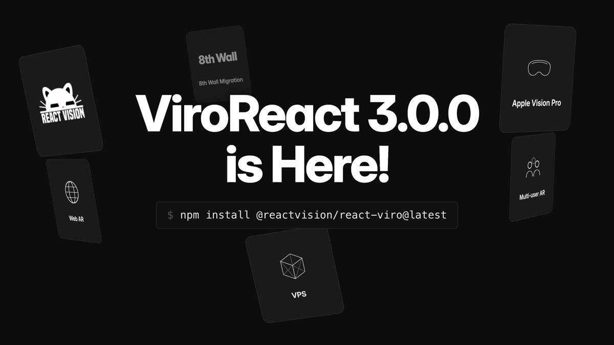 ViroReact 3.0.0 release thumbnail: ReactVision branding for the five-platform update