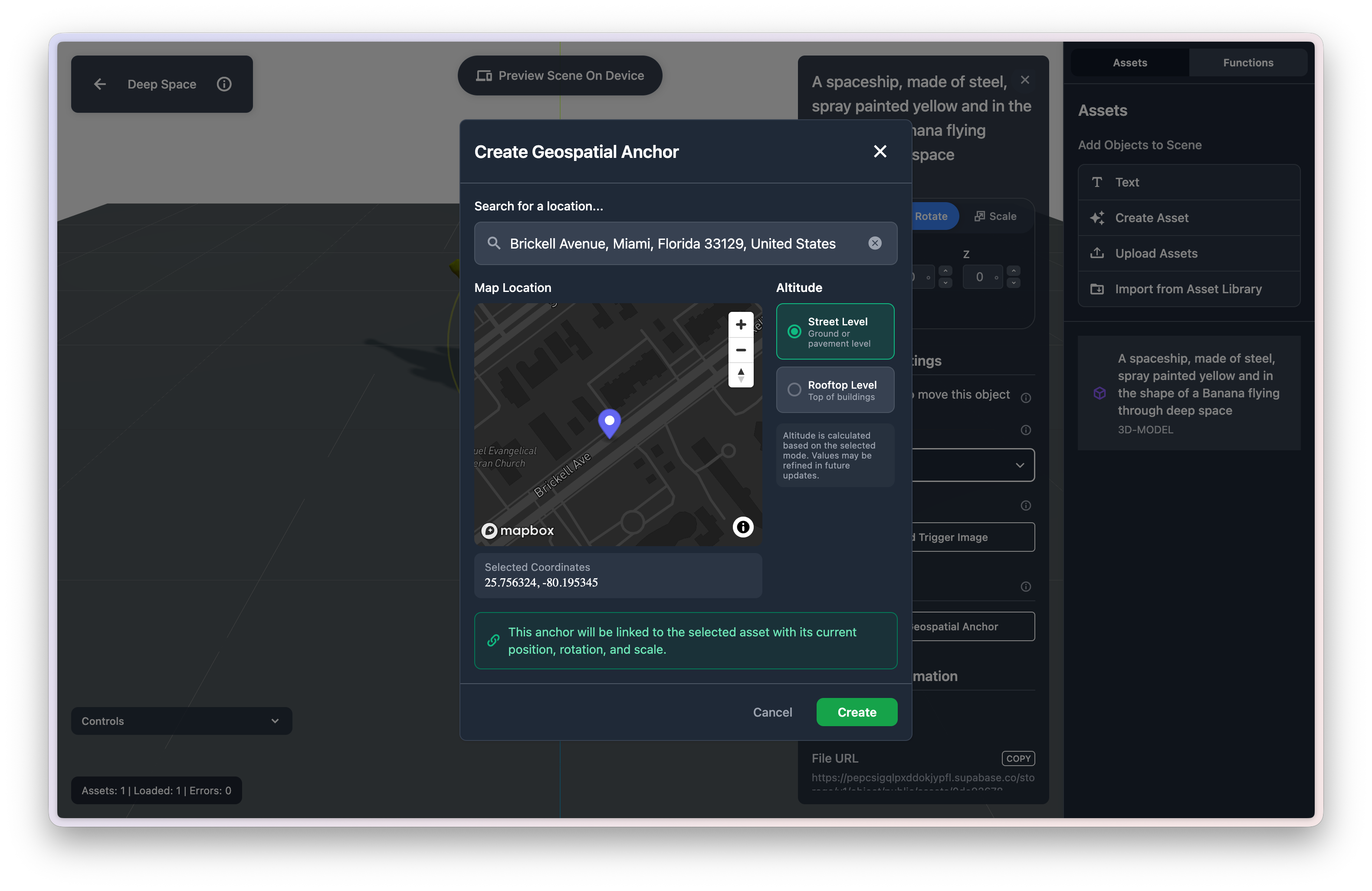 Creating a geospatial within Editor