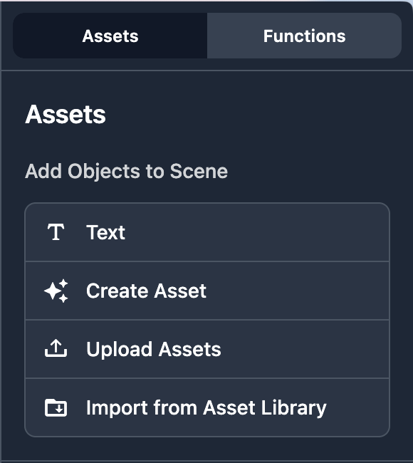 Simplified Asset menu